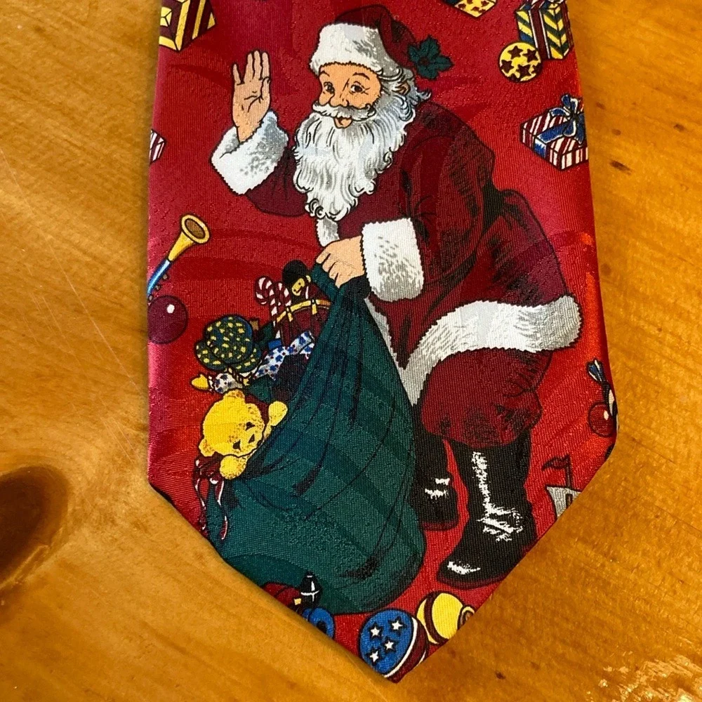 90s Nostalgia Mens Christmas Santa Claus‎ Toy Sack Handmade Holiday Necktie Tie